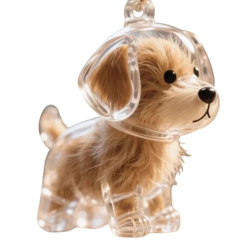 Clear Puppy Hair Memorial Keepsake Capsule | Pet Fur Display Keychain