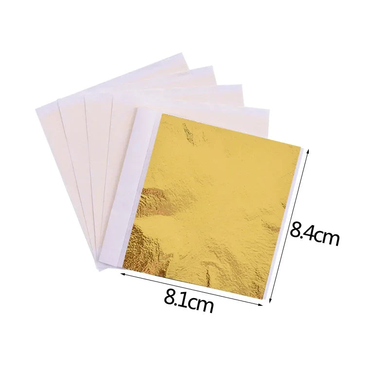 100Pcs Imitation Gold Silver Copper Foil Sheets | Gilding Leaf Flakes for DIY Nail Art Wedding Decor