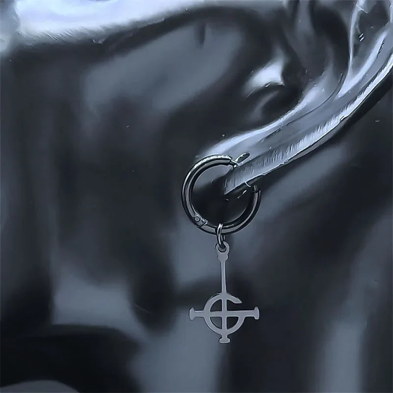 Goth Ghost BC Nameless Dangle Earrings | Stainless Steel Ghoul Band Jewelry