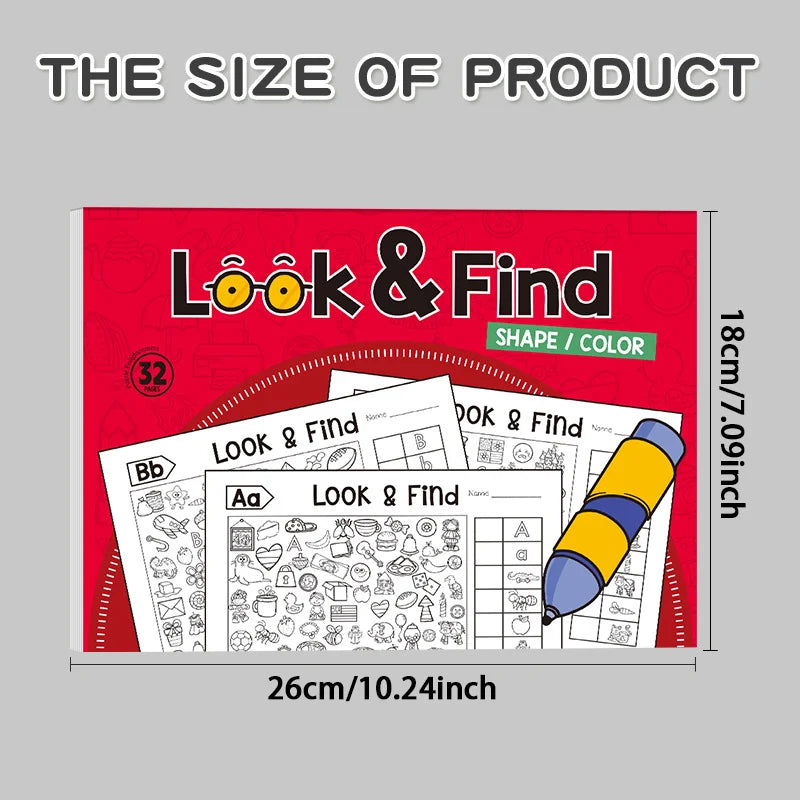 Look and Find Shape/Color Workbook | Children's Search and Coloring Activity Book