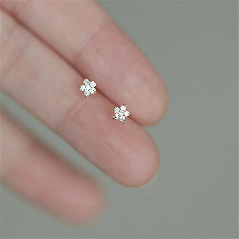 925 Sterling Silver Stud Earrings with Pavé Crystal Star | Simple Fashion Jewelry for Women