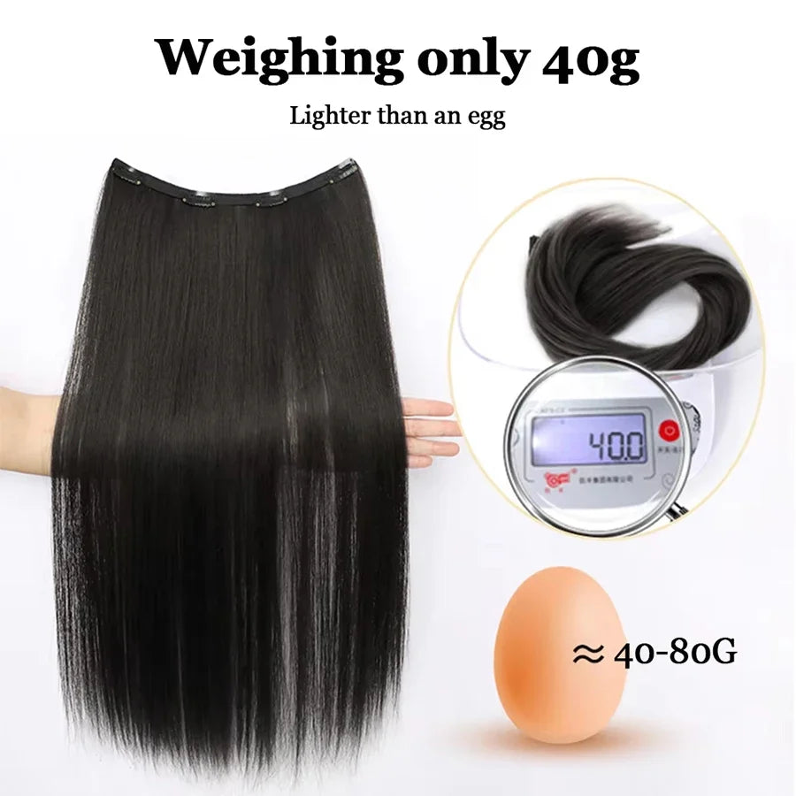 Synthetic Long Straight Clip In Hair Extension | 4 Clips Hidden Hair Piece Wig