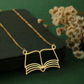 Book Lover Pendant Necklace | Stainless Steel Reading Jewelry for Women
