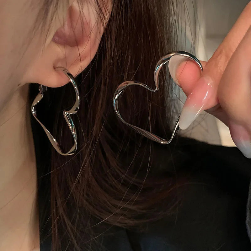 Trendy Hollow Heart Earring Cuff | Fashion Hoop Earrings for Women