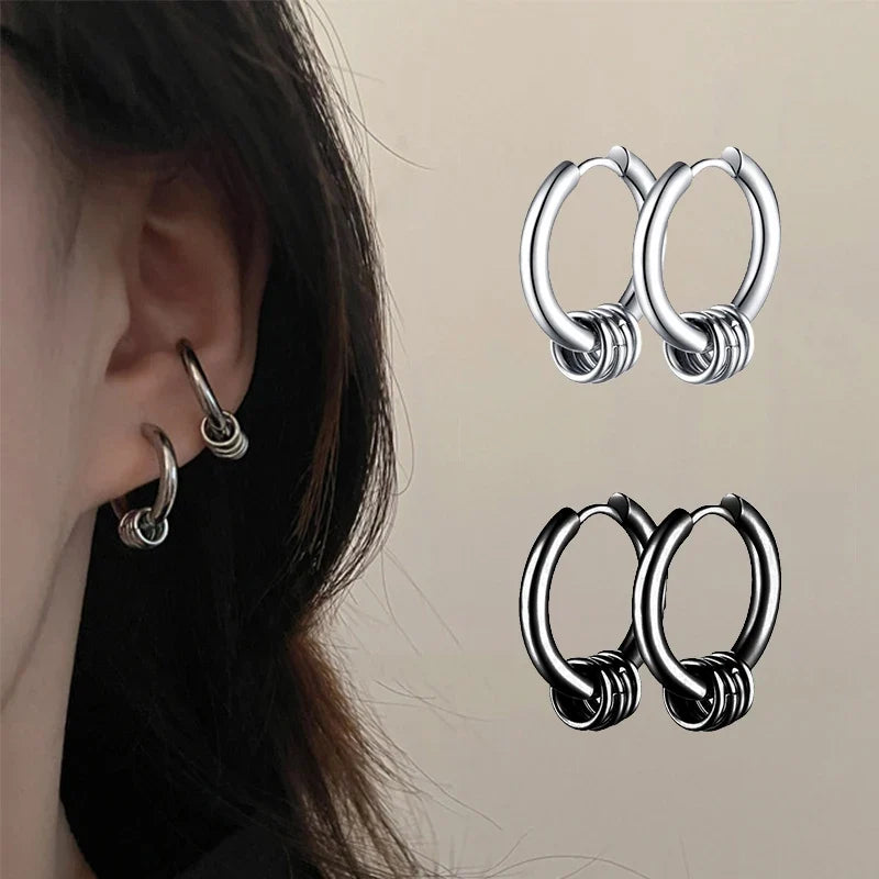 Gothic Stainless Steel Hoop Earrings | Unisex Dragon Punk Jewelry