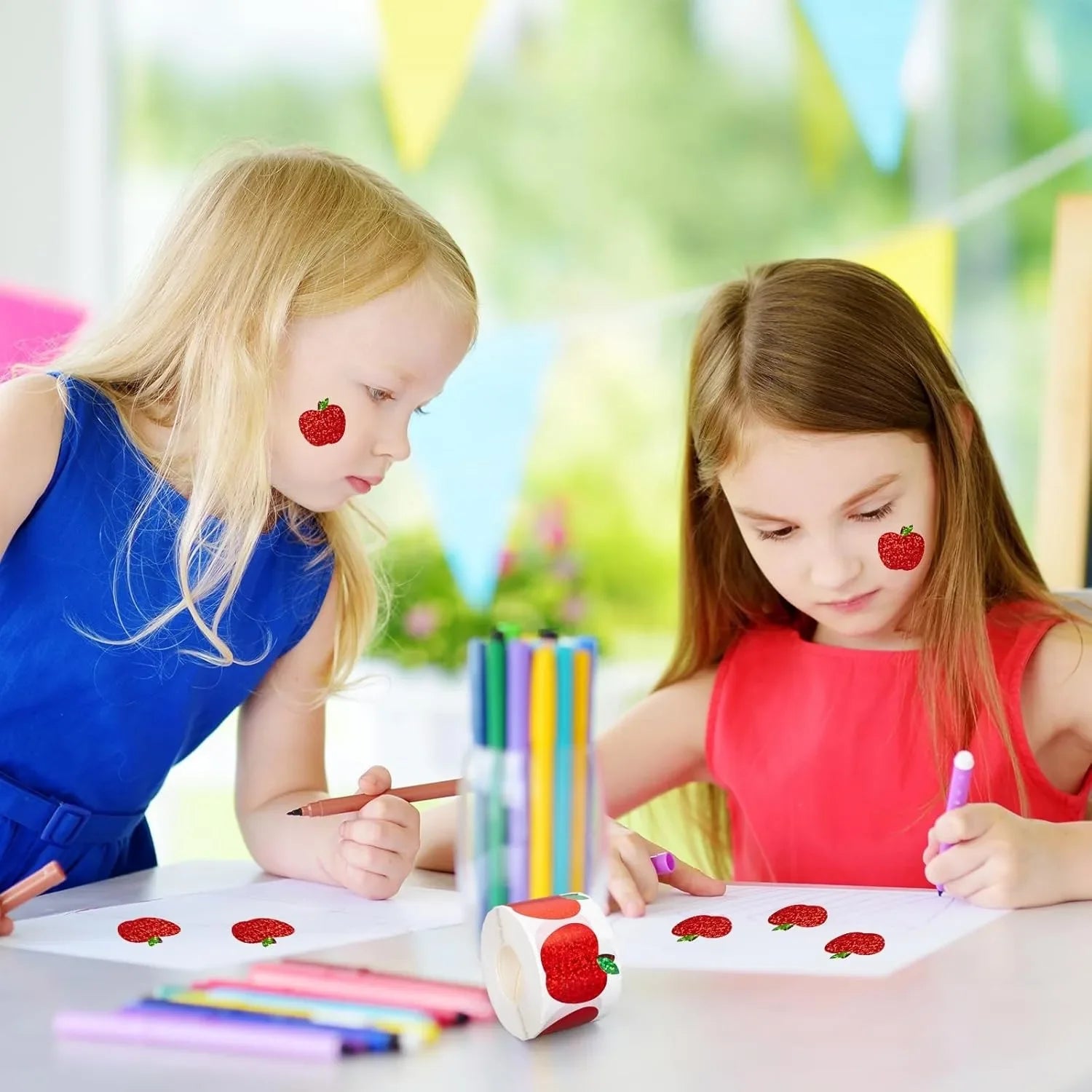 Red Apple Sticker Roll | 500 Christmas Party Decals