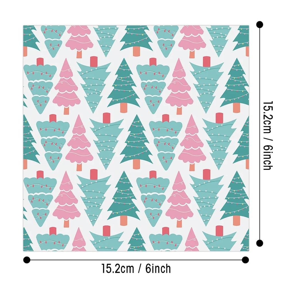 12pcs Retro Christmas Scrapbook Paper | Christmas Tree Design Single Sided DIY Craft Paper for Journal Card Making Gift Decoration