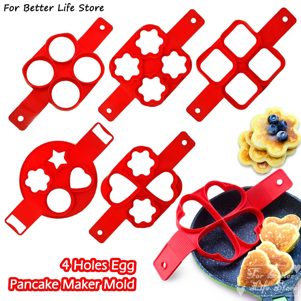 6 Style Egg Pancake Ring Set | Food Grade Silicone Molds for Kitchen