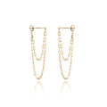 Silver Tassel Drop Earrings | Double Chain Rear-Hanging Earrings for Women