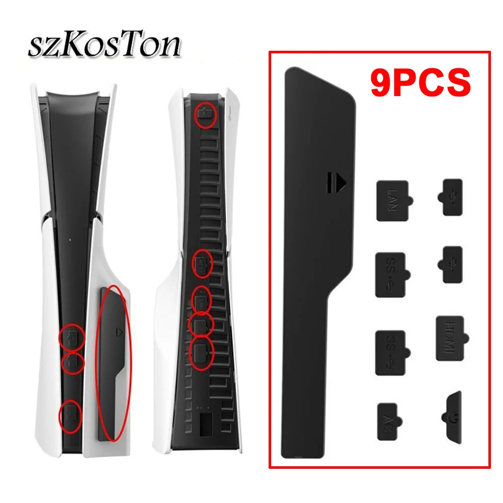 9Pcs Dust Plug Set for PS5 Slim | Silicone Port Protector Covers