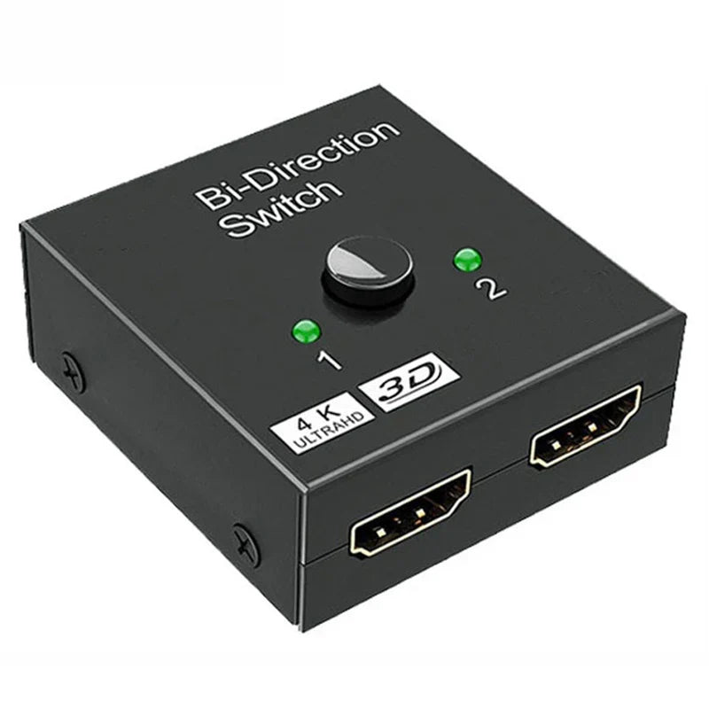 HDMI-Compatible Switch 2 in 1 Out | 4K Bi-Directional Splitter for TV and Gaming