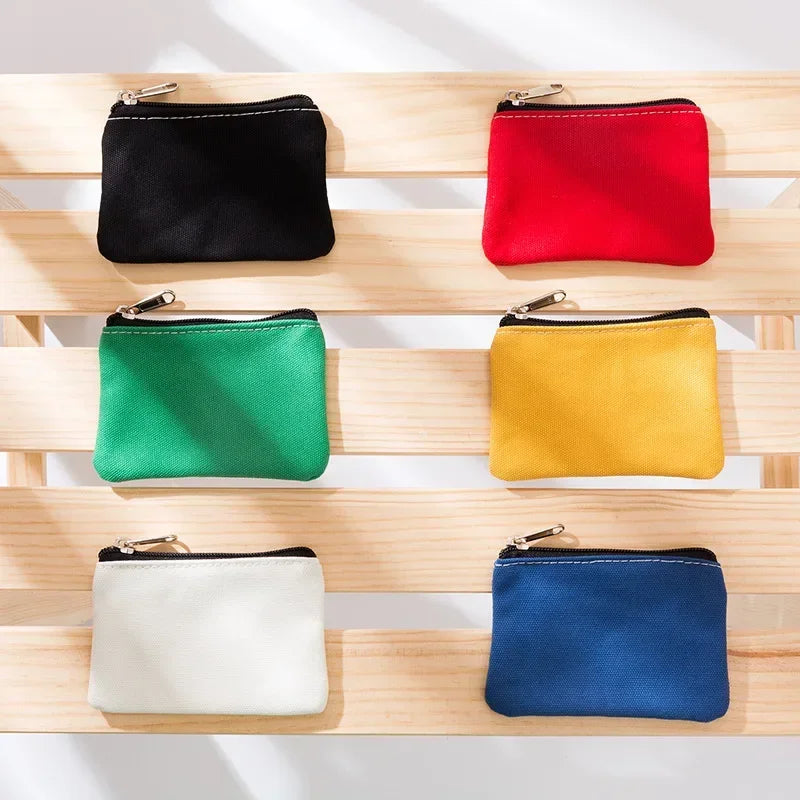 Solid Color Canvas Zipper Coin Purse | Mini Money Pouch for Women Men