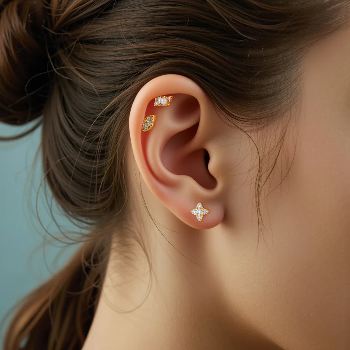 Zircon Star Ear Studs Stainless Steel Cartilage Tragus Helix Piercing | Mixed Style Earrings for Unisex