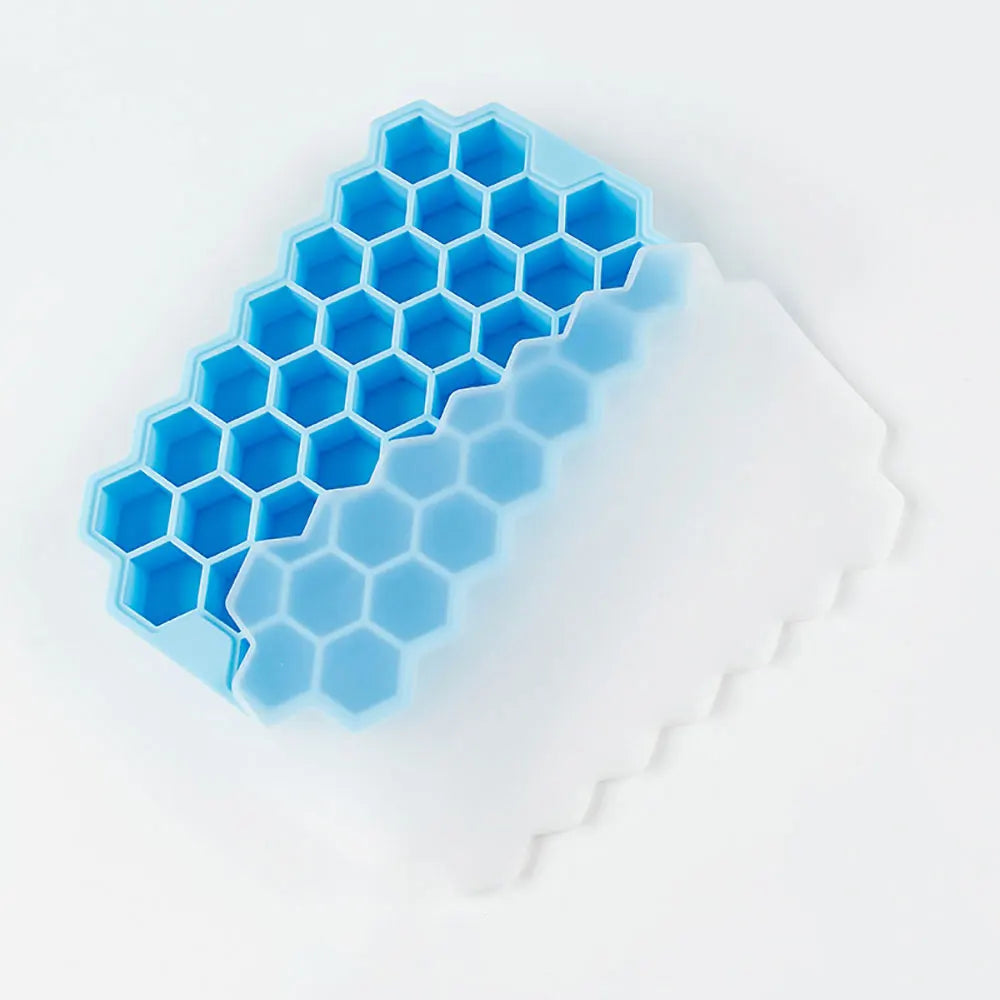 37 Grids Honeycomb Ice Cube Silicone Mold with Lid | Flexible Silicone Ice Tray for DIY Ice Making