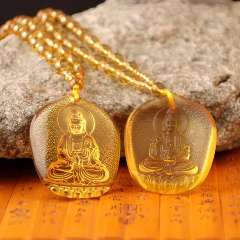 Handcrafted Buddhist Mala Bead Necklace | Stone Buddha Pendant