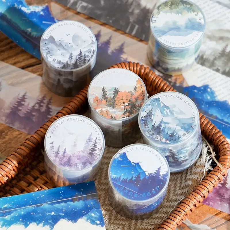 Natural Forest Tape Sticker | 4.5x200cm Scenery Decorative Masking Tape for Junk Journal Scrapbooking
