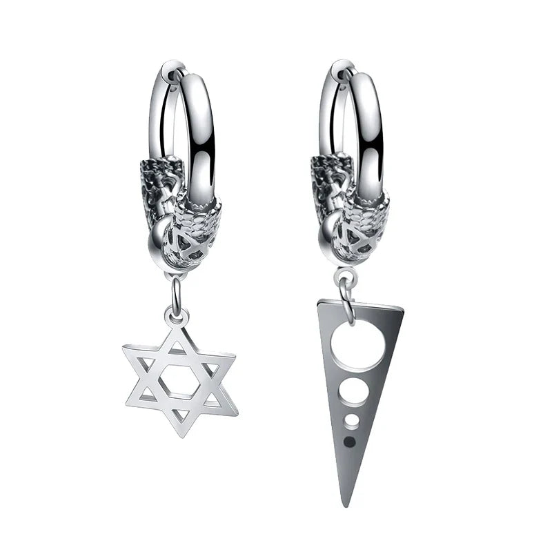 Gothic Stainless Steel Drop Hoop Earrings | Unisex Tassel Chain Jewelry