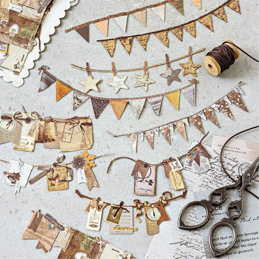 10 pcs Vintage Festival Hollow Landscape Scrapbook Stickers | Handmade Collage Journal Pack