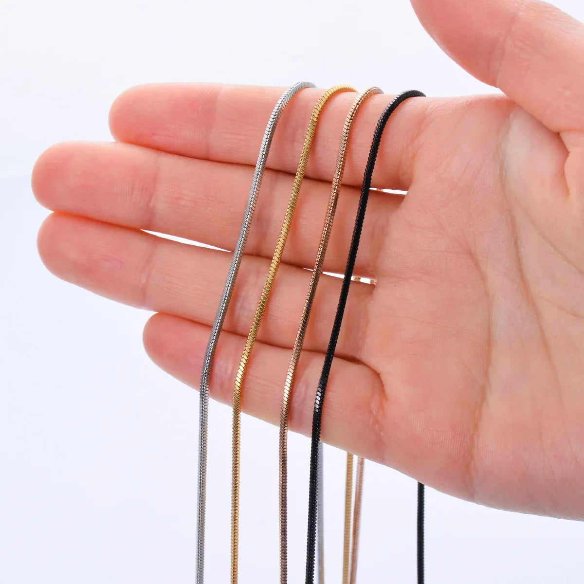 Stainless Steel Square Snake Chain Necklace | Unisex Waterproof Choker