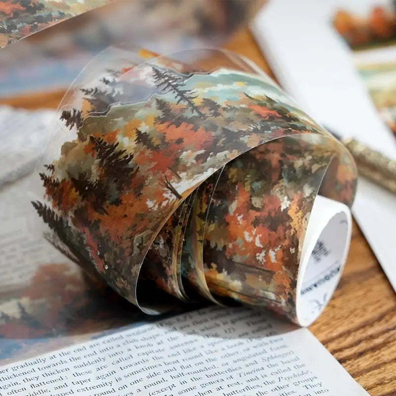 Natural Forest Tape Sticker | 4.5x200cm Scenery Decorative Masking Tape for Junk Journal Scrapbooking