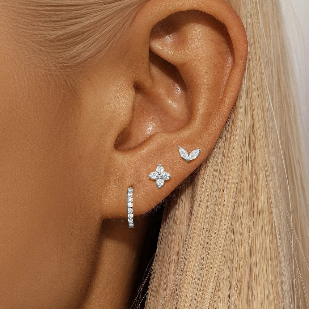 3PCS Star Stud Earrings Set | Stainless Steel Zircon Punk Piercing Jewelry for Women