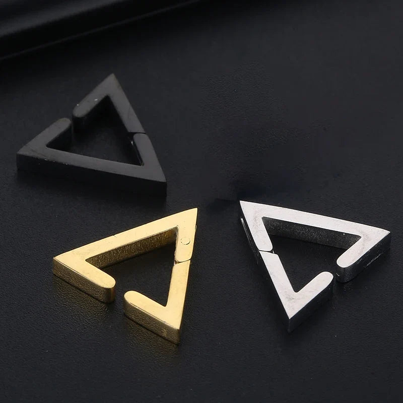 Stainless Steel Non-Piercing Triangle Earrings | Punk Hip Hop Ear Clip Set