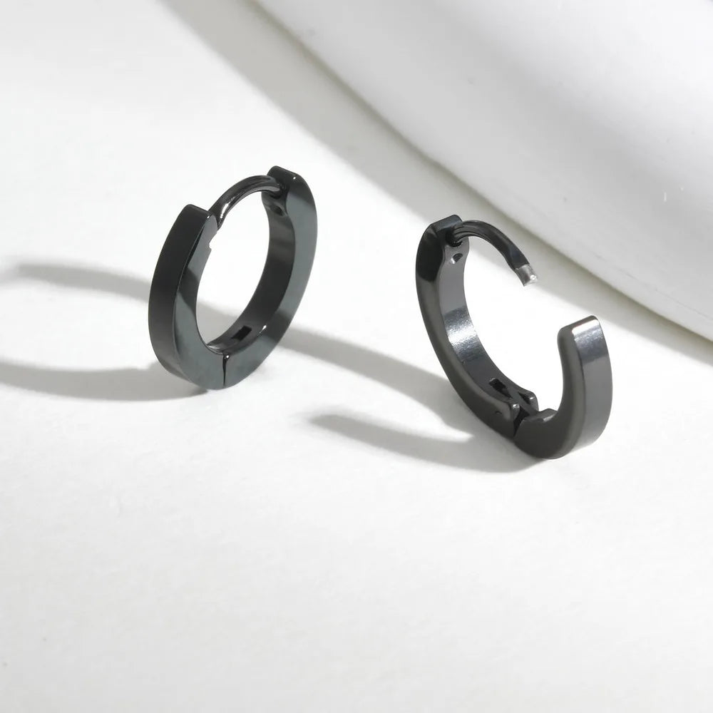 Vnox Small Hoop Huggie Earrings | Glossy Stainless Steel Minimalist Earrings for Women and Men