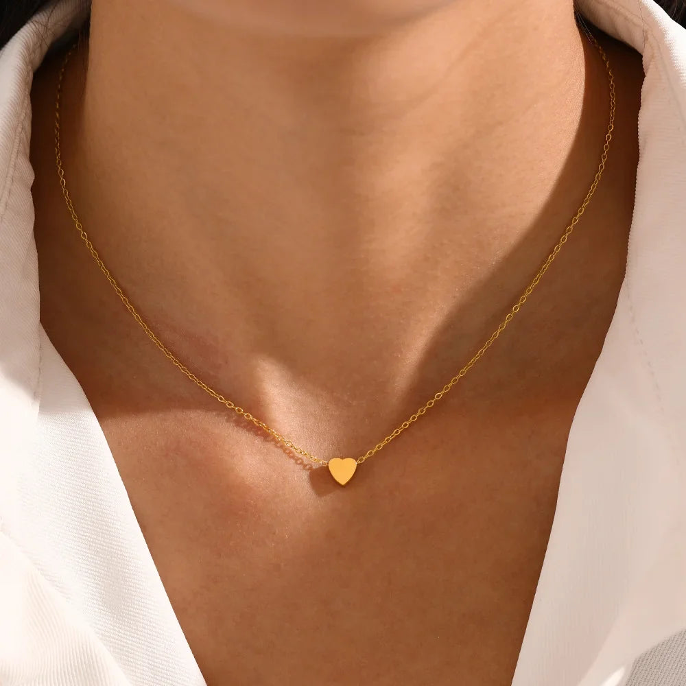 Simple Heart Pendant Necklace | Stainless Steel Clavicle Choker for Girls