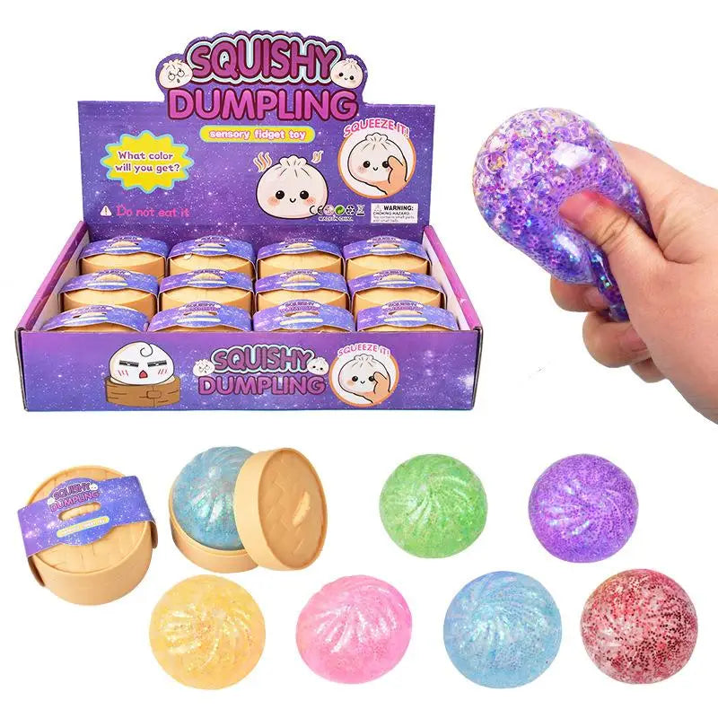 Colorful Glitter Dumpling Stress Ball | Fun Sensory Squeeze Toy