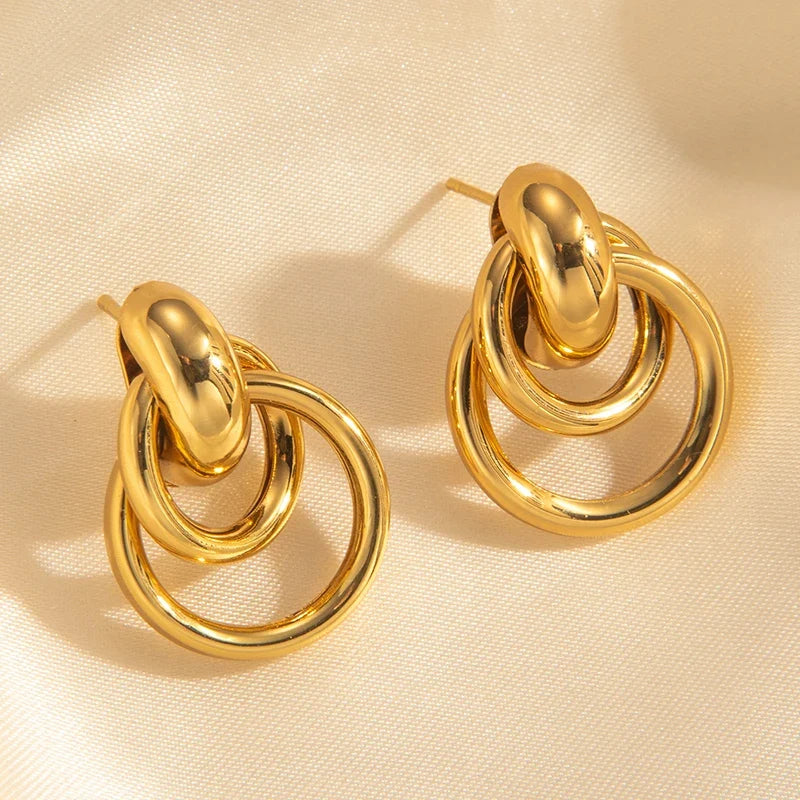 316L Stainless Steel Hoop Earrings for Men Women | Geometric Drop Earrings