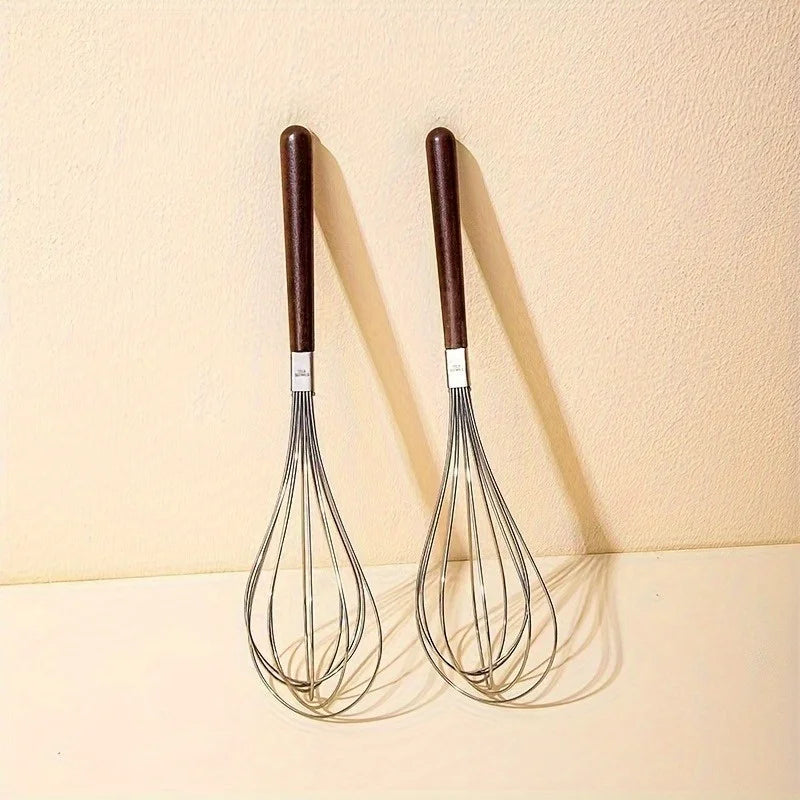 Stainless Steel Egg Beater | Manual Household Wooden Handle Mixer