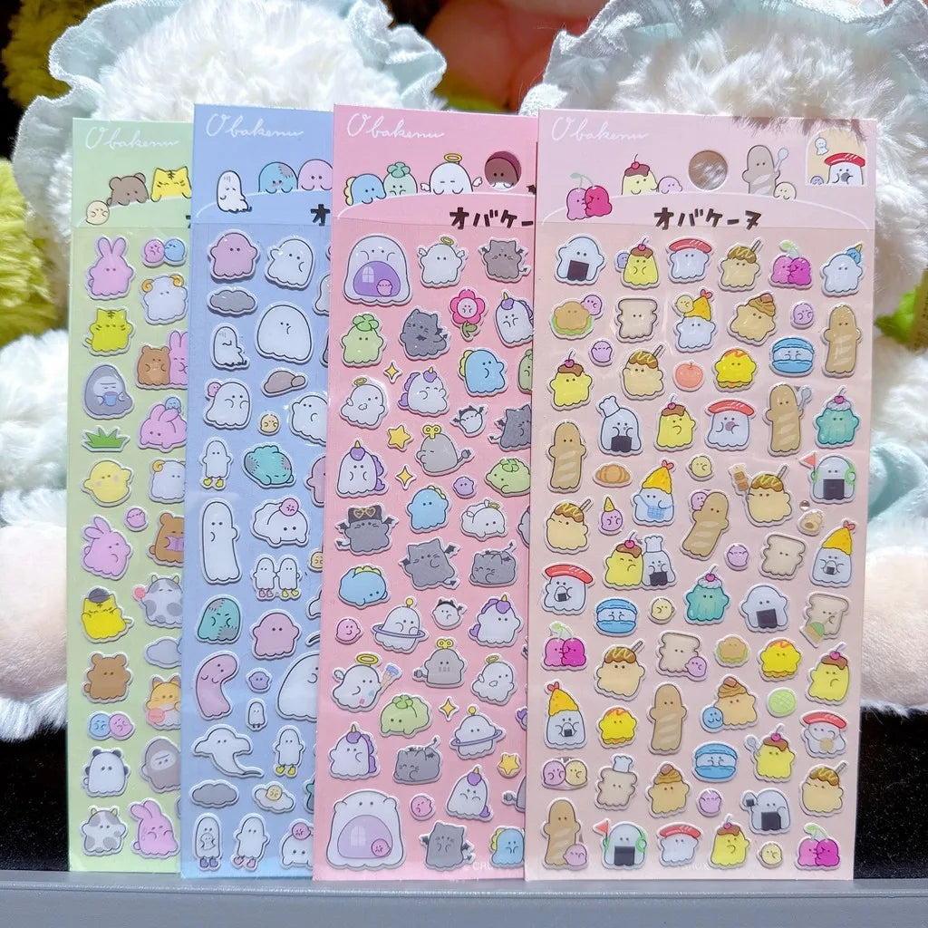 3D Crystal Stickers 4PCS | Cute Animal & Ghost Reward Decals for Kids