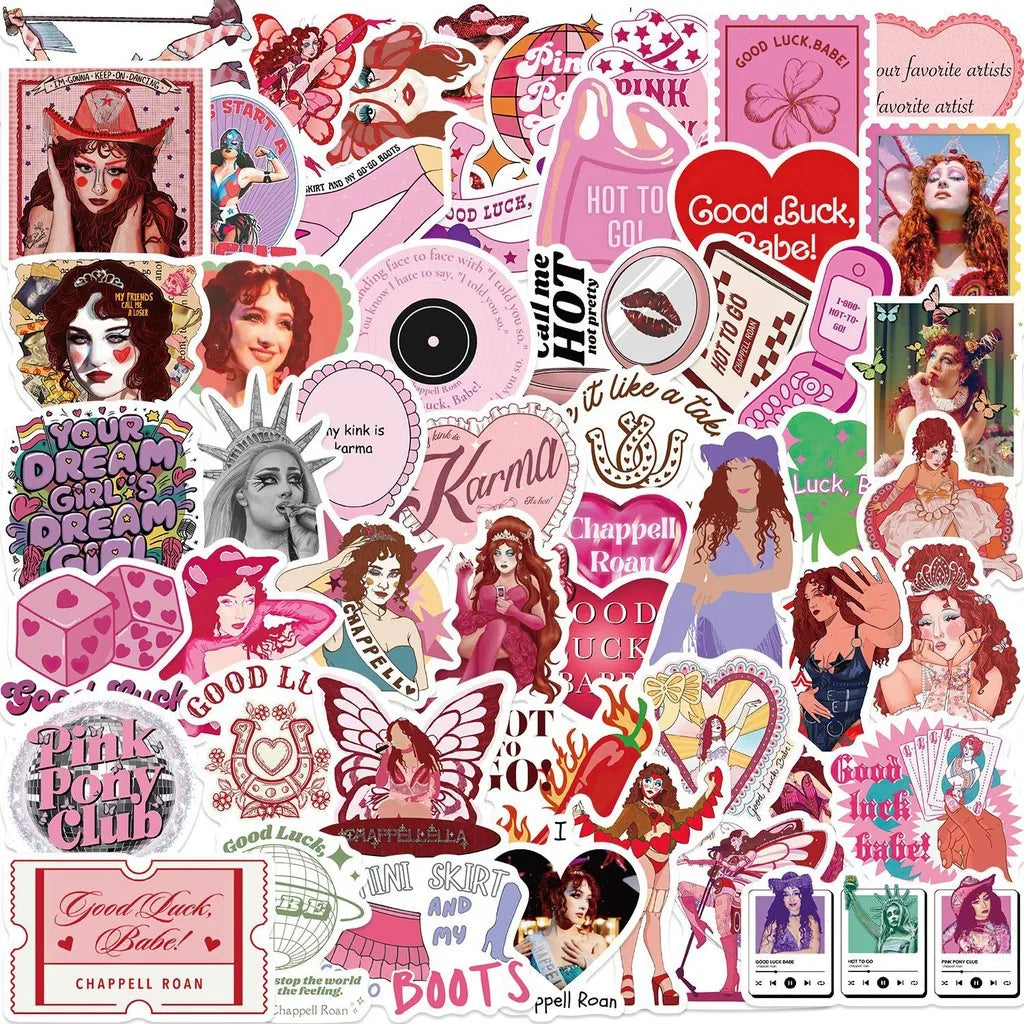 Chappell Roan Graffiti Sticker Pack | 52 Waterproof Decals for Laptop, Skateboard, Bicycle