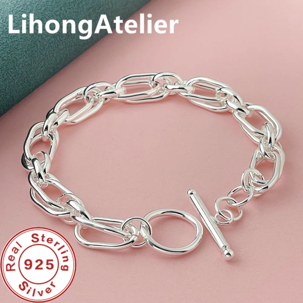 Classic 925 Sterling Silver Double Link Bracelet | Fine Jewelry Gift for Women and Men