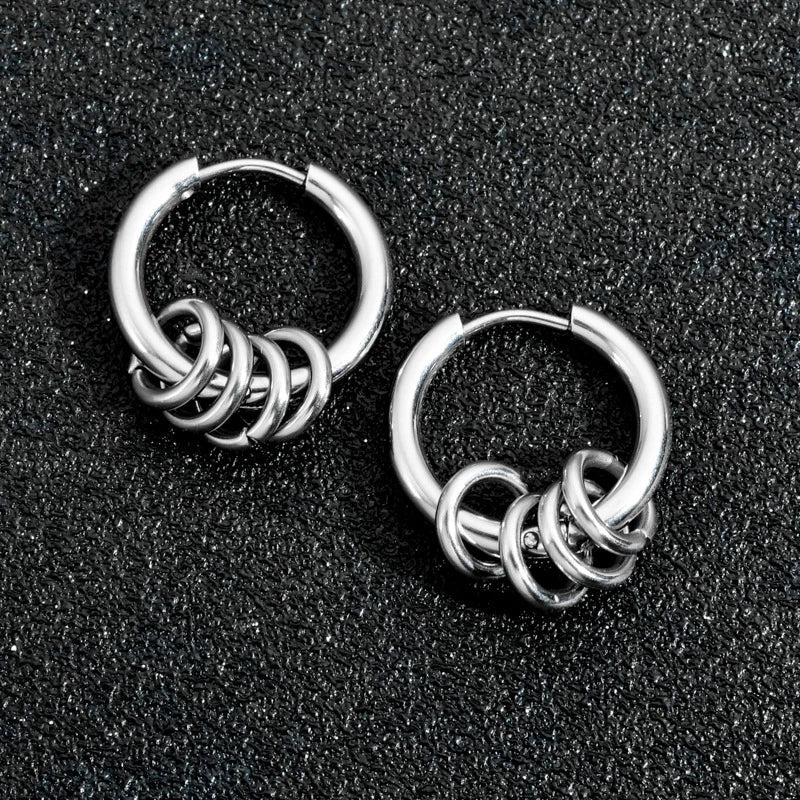Gothic Stainless Steel Hoop Earrings | Unisex Dragon Punk Jewelry