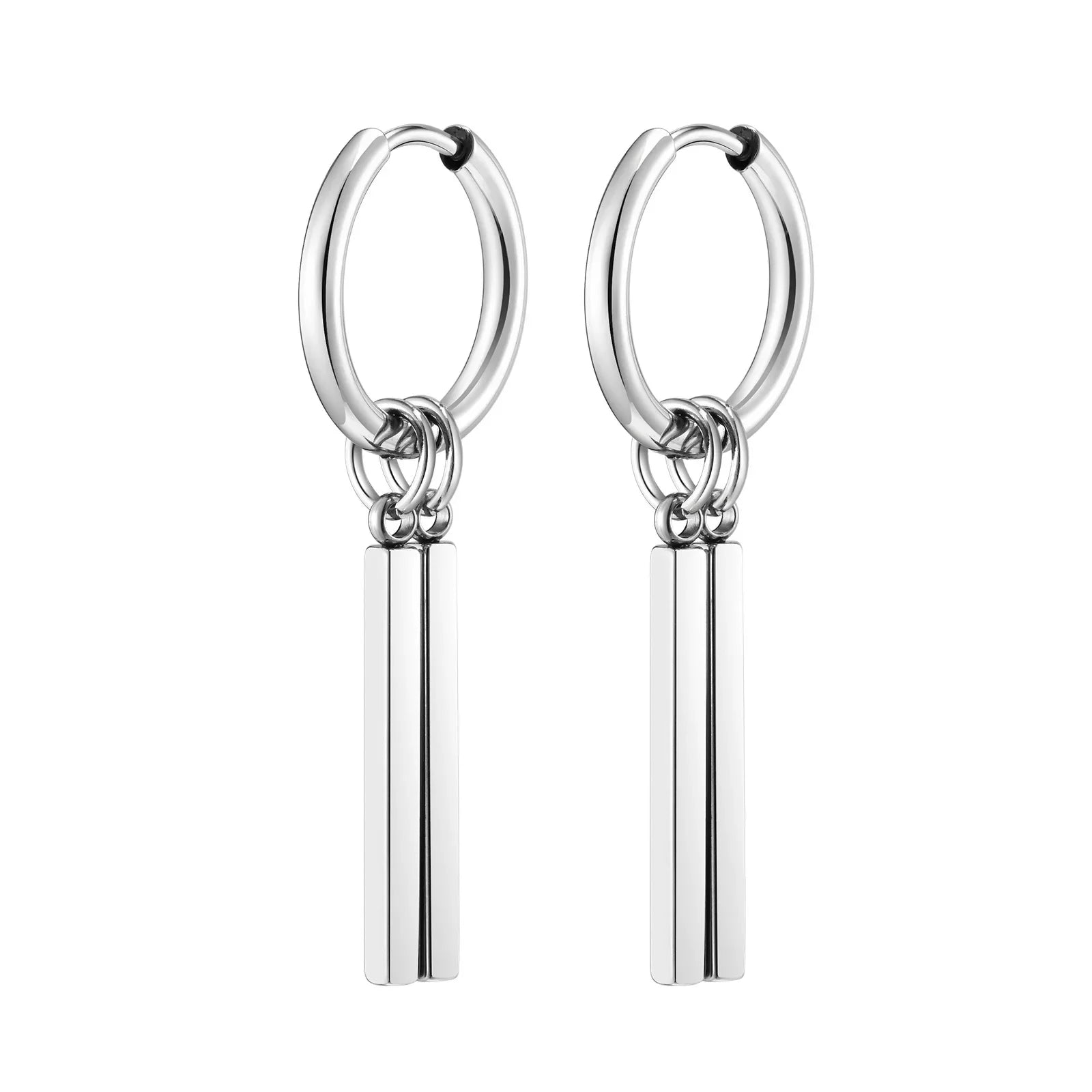 Vnox Punk Rock Geometric Bar Dangle Earrings | Stainless Steel Hoops for Men