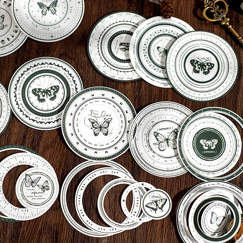 Vintage Round Stickers for Journaling | 24pcs Retro Collage Label Pack