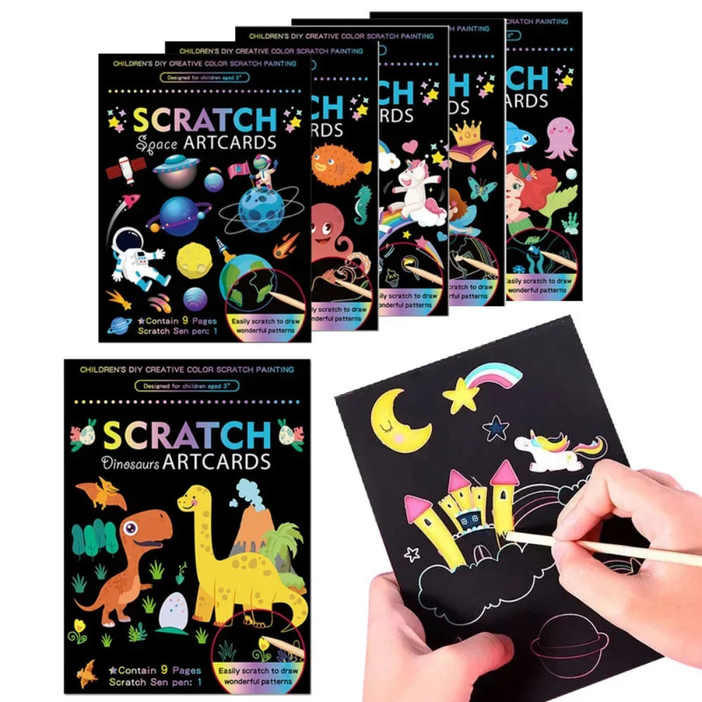 Magic Rainbow Scratch Art Painting Paper Kit | Kids DIY Educational Toy