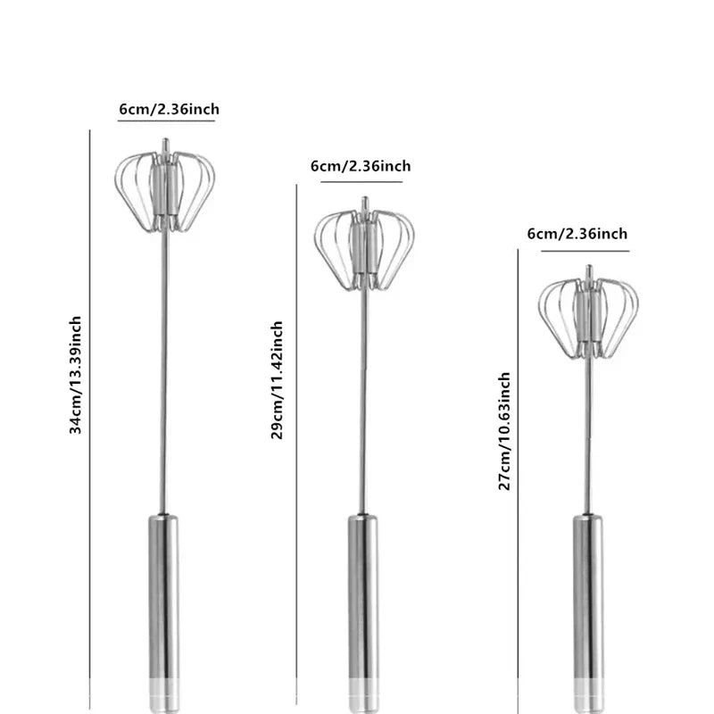 Semi-Automatic Egg Beater | 304 Stainless Steel Manual Hand Mixer