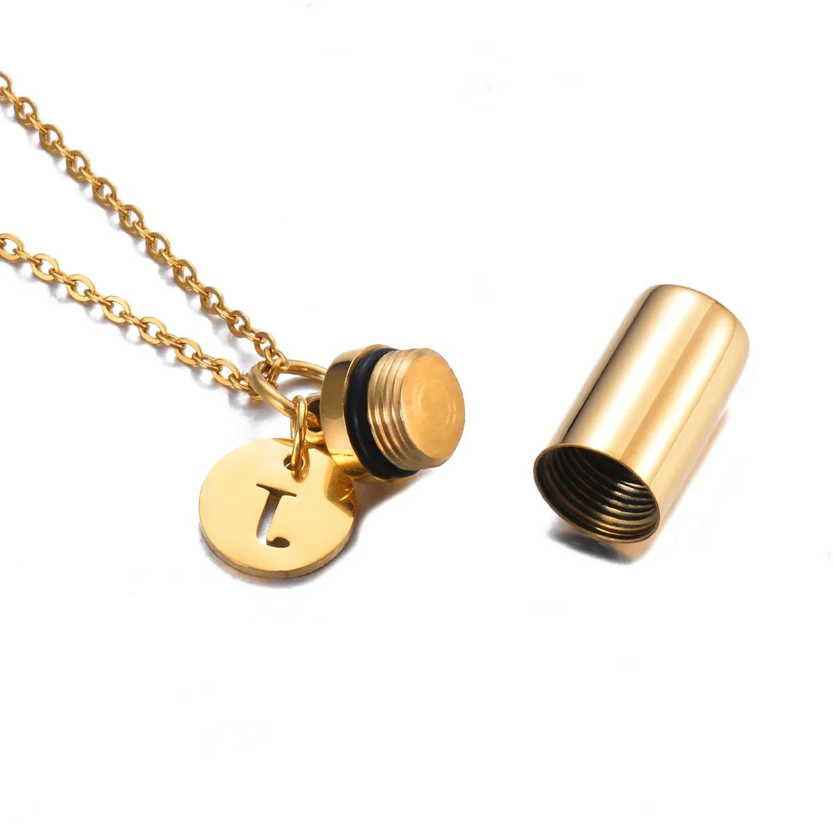 Cremation Jewelry Urn Necklace with Initial Letter Charm | Stainless Steel Memorial Pendant for Ashes