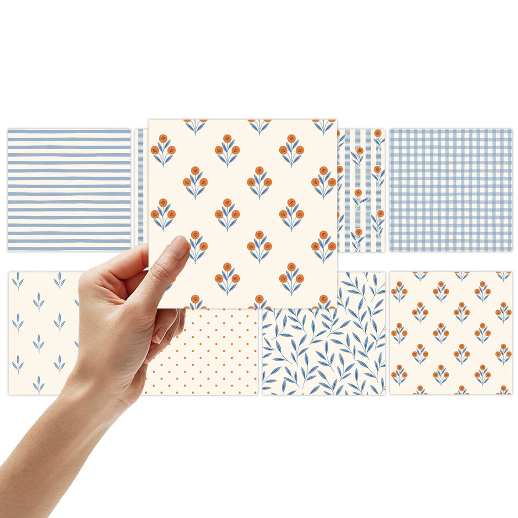 8 Sheets Fresh Plaid Scrapbook Paper Set | DIY Craft Background for Junk Journals