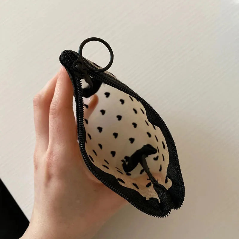 Women Black Mesh Coin Wallet Purse | Small Transparent Organizer Pouch