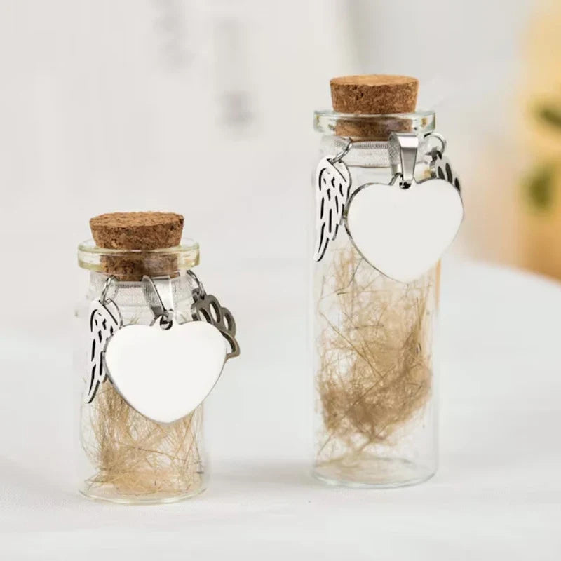 Pet Memorial Bottle for Pet Hair | Dog Cat Fur Keepsake Urn with Silver Accessories