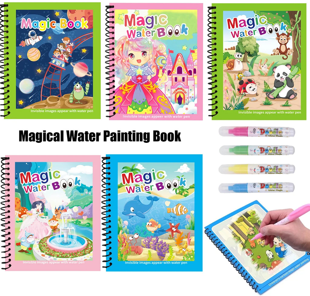 Kids Graffiti Magic Water Painting Book | Reusable Coloring Toy with Water Pen