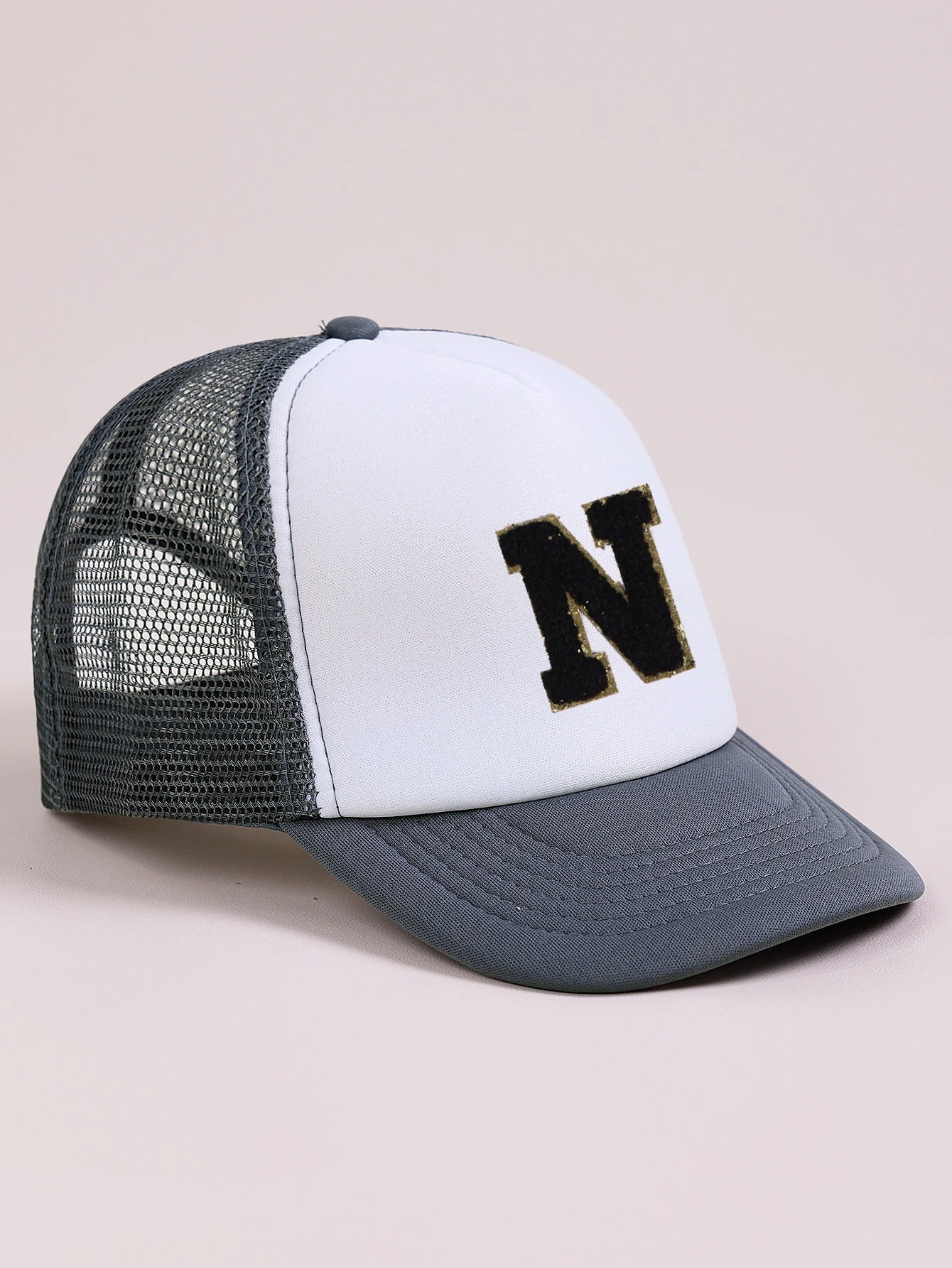 1pc Gray Hat With 26-Letter Pattern | Kids Baseball Cap for Boys and Girls