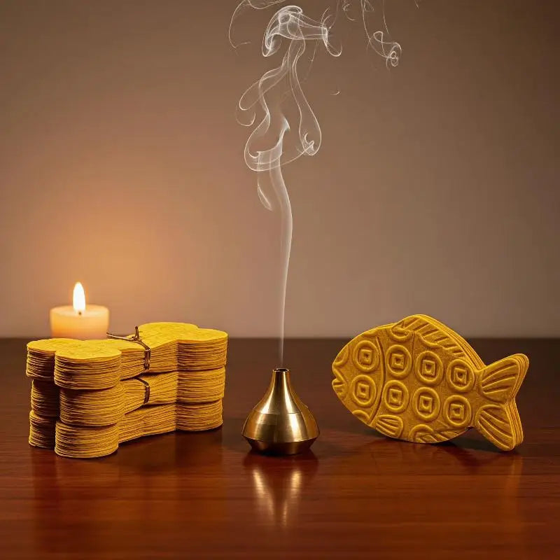 Yellow Fish-Shaped Pet Memorial Joss Paper | Ceremonial Funeral Money Notes for Dog Cat Loss Remembrance