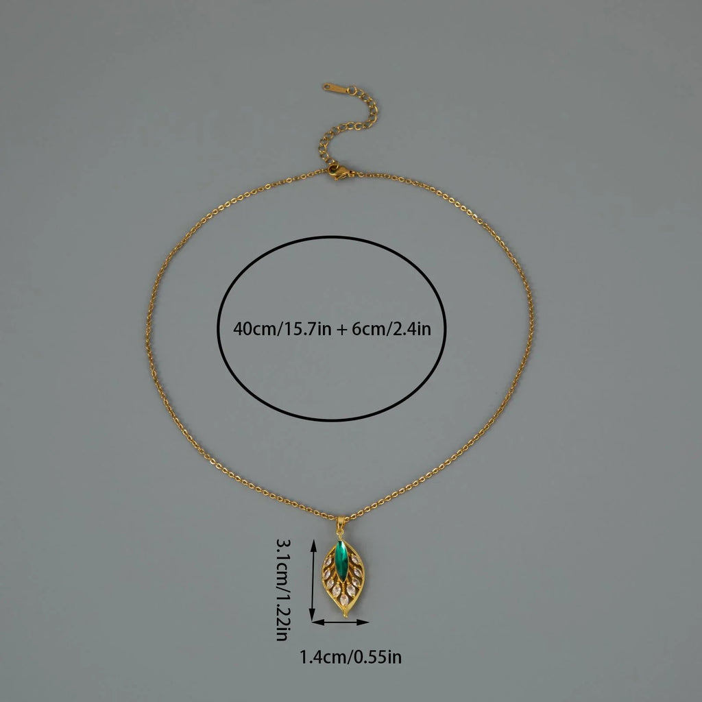 Simple Palm Leaf Necklace with Cubic Zirconia Pendant | Elegant Fashion Jewelry