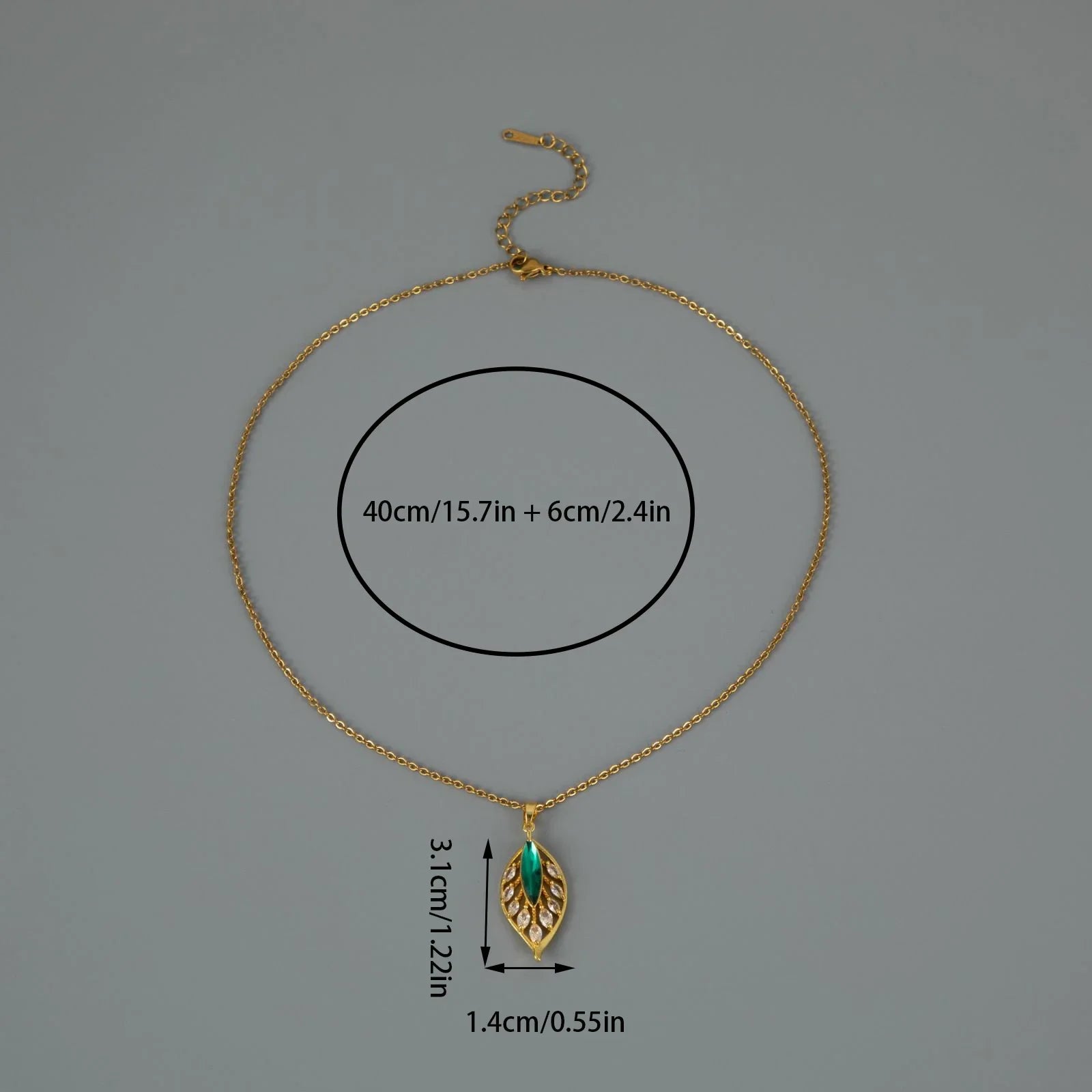 Simple Palm Leaf Necklace with Cubic Zirconia Pendant | Elegant Fashion Jewelry