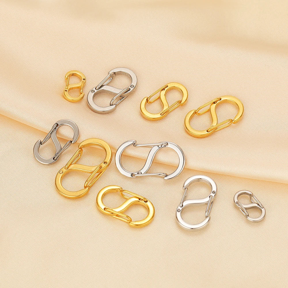 5pcs Stainless Steel Chic Letter S Buckle Clasps | 18k Gold Spring Lobster Hooks for DIY Jewelry Making