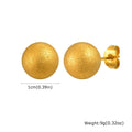 Gold Plated Stainless Steel Stud Earrings Set | 10mm 8mm 6mm Round Ball Earrings for Women